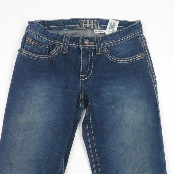 Cruel Jeans Womens 5L Blue Low Rise Bootcut Boho Western Thick‎ Stitch Tabitha - Picture 10 of 16